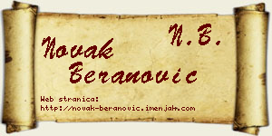 Novak Beranović vizit kartica